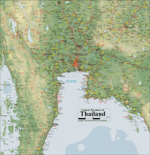 Карта центрального Тайланда