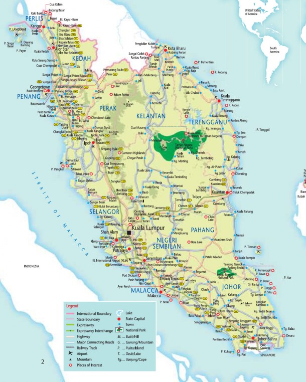 Крупномасштабная карта Малайзии