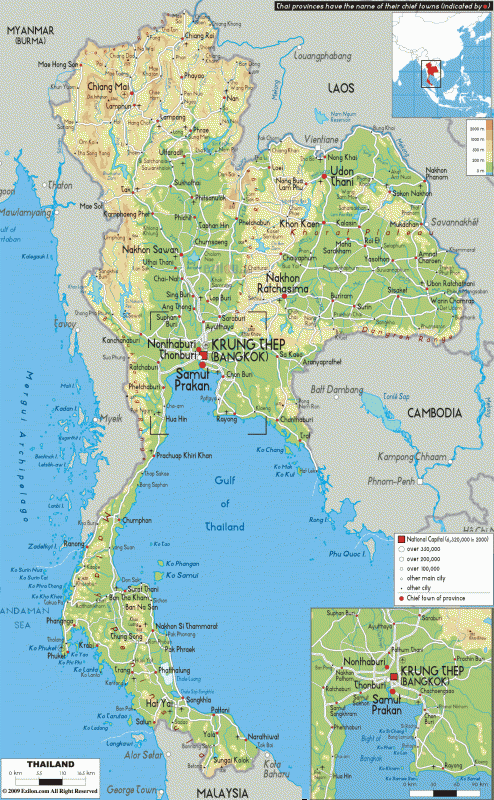 Подробная карта Таиланда