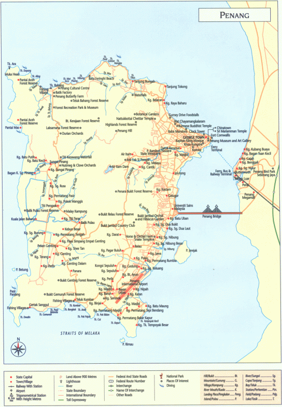 Большая карта Пинанга
