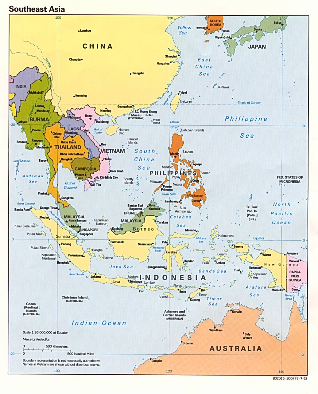 Карта Юго-Восточной Азии