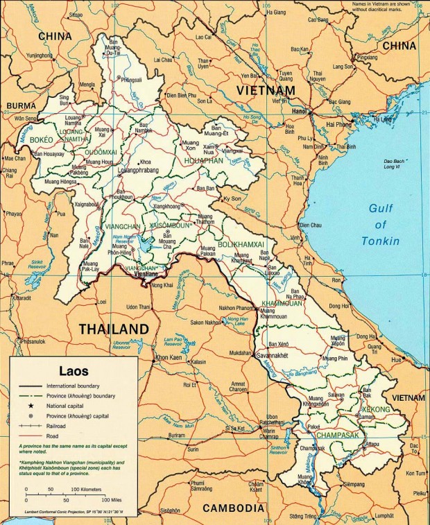 карта Лаоса