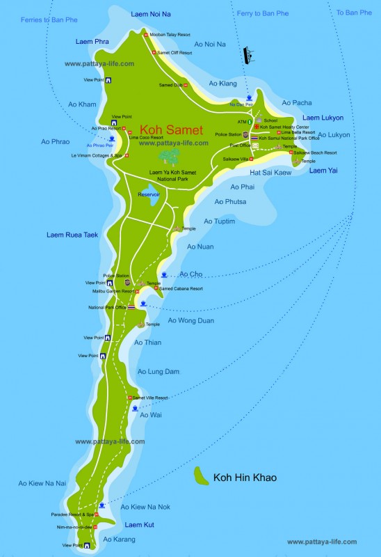 карта острова Самет